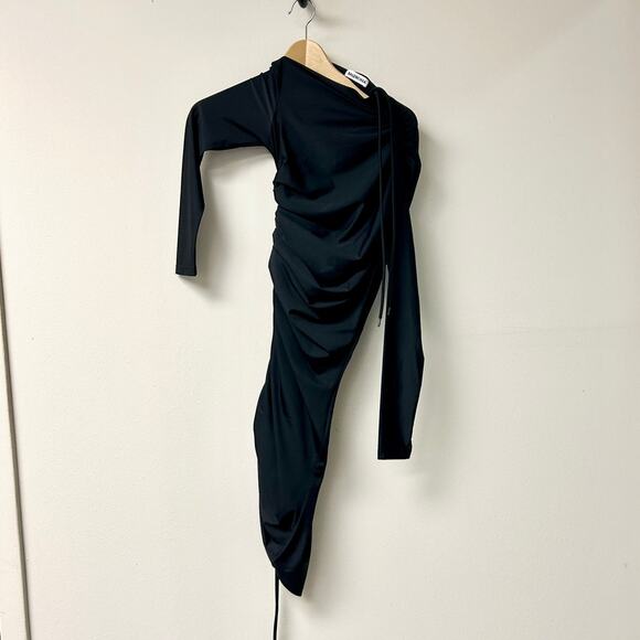 Balenciaga's Long Sleeve Ruched Bodycon Mini Dress Matte Black Women's 34 / US 2 - Picture 2 of 6